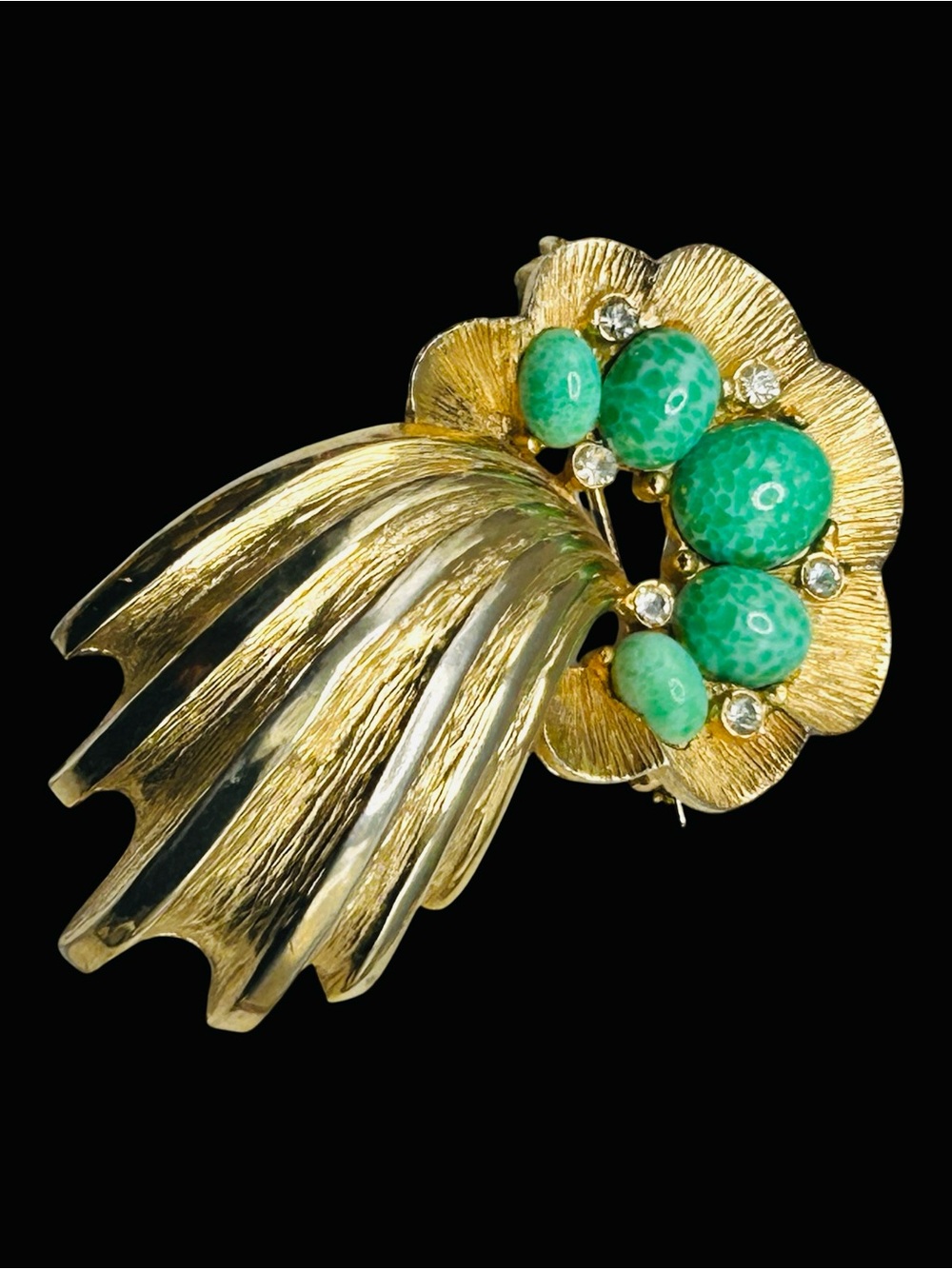 Vintage Ledo 1961 Comet Brooch Czech Glass Rhinestone